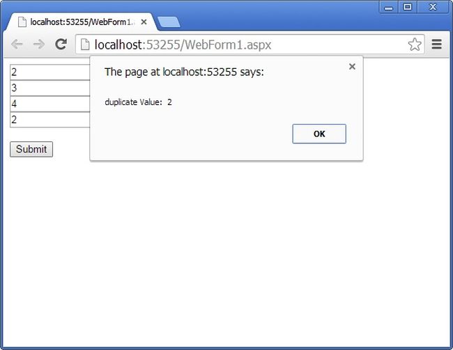 the page at localhost